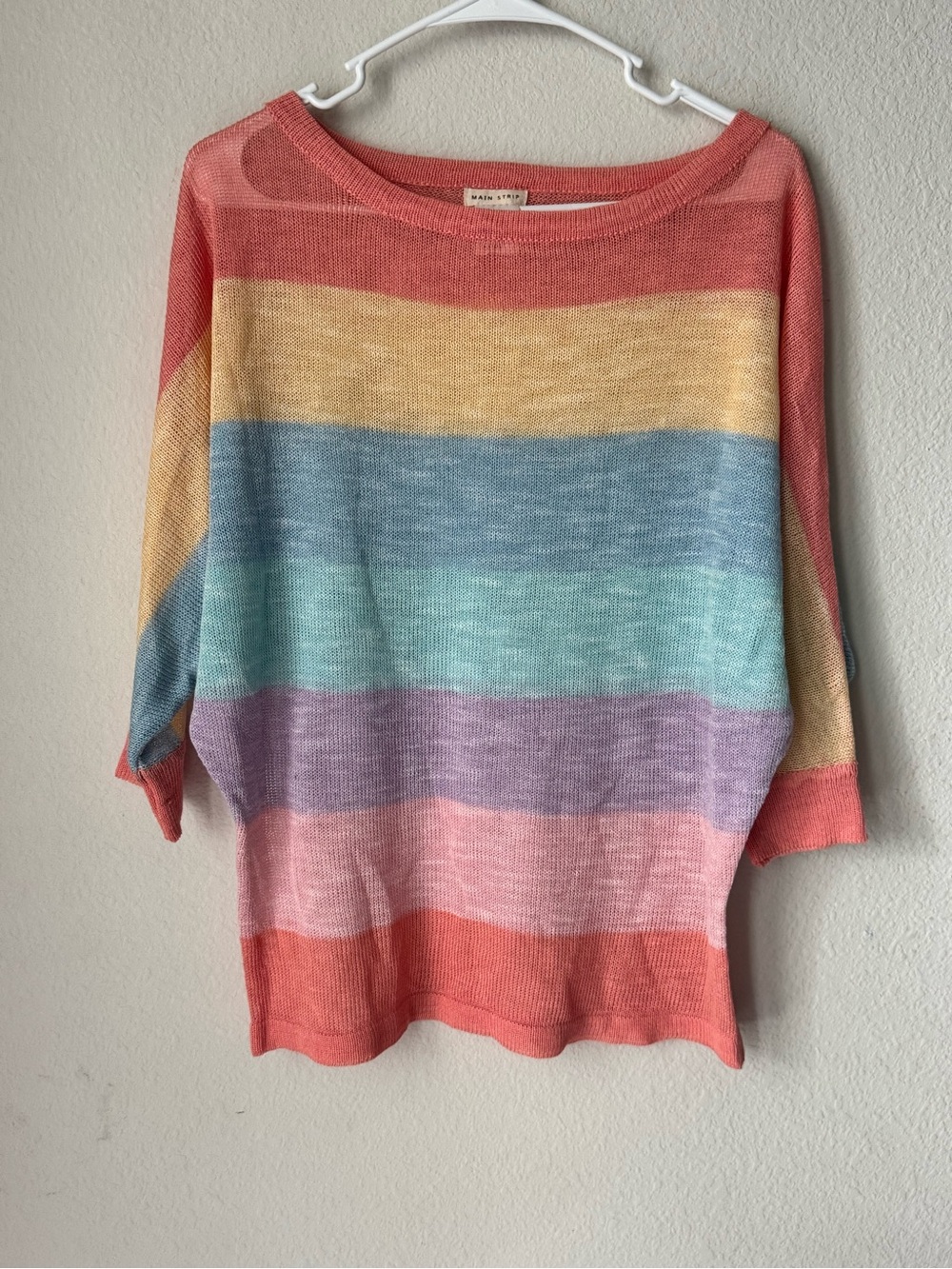 Main Strip Pastel Multicolor Striped Scoop Neck Sweater